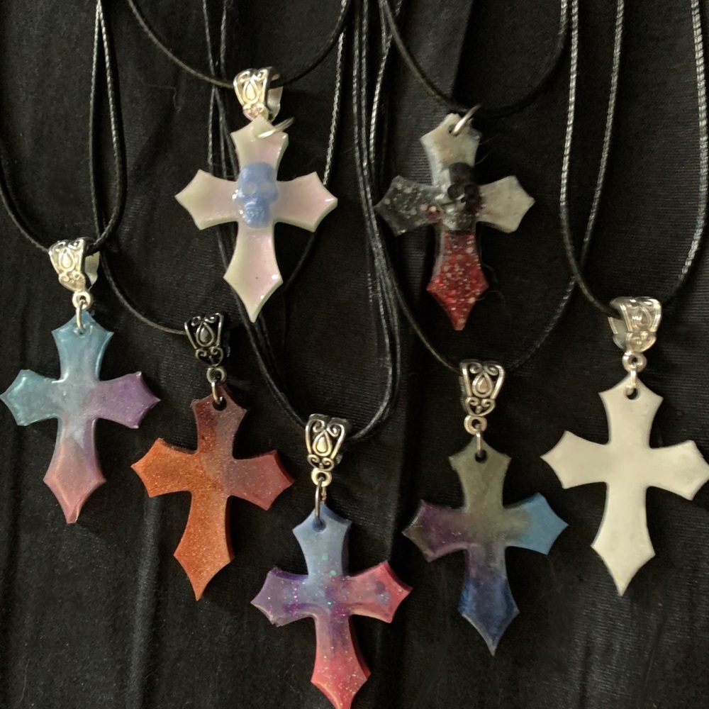 Handmade Colorful Acrylic Cross Necklaces